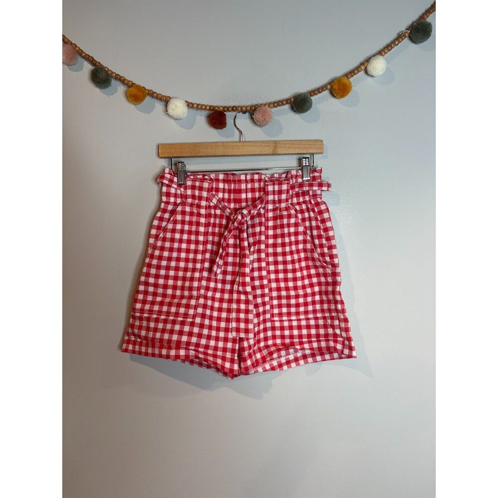 Ann Taylor red and white gingham pull on shorts